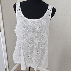 White Lace Sleeveless Top